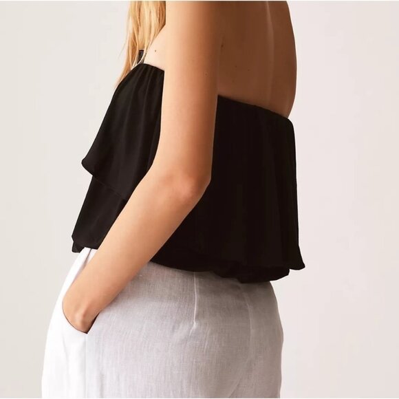Anthropologie Flounce Layered Ruffle Black Tube Top Size Large - Picture 3 of 6
